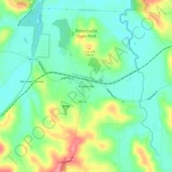 Mapa topográfico Robertsville, altitud, relieve