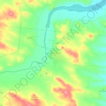 Mapa topográfico Fabara, altitud, relieve