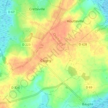 Mapa topográfico Le Haisnay, altitud, relieve