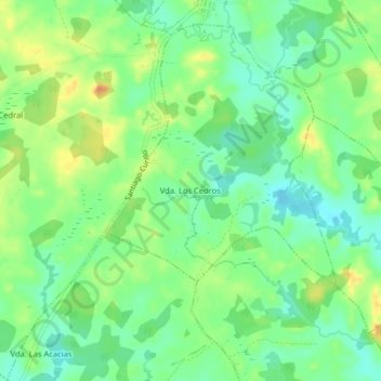 Mapa topográfico Vda. Los Cedros, altitud, relieve