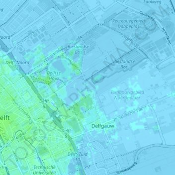 Mapa topográfico Klein Delfgauw, altitud, relieve