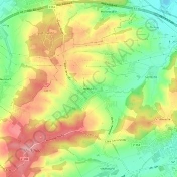 Mapa topográfico Rohrbach, altitud, relieve
