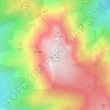 Mapa topográfico Pastor, altitud, relieve