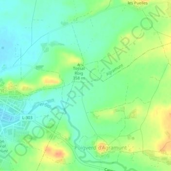 Mapa topográfico Argons, altitud, relieve