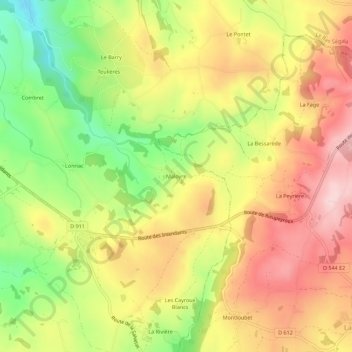 Mapa topográfico Maloyre, altitud, relieve