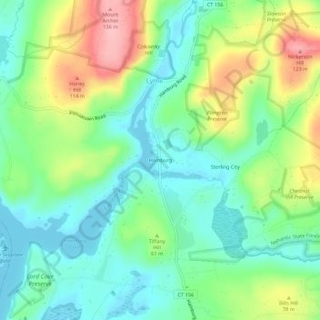 Mapa topográfico Hamburg, altitud, relieve