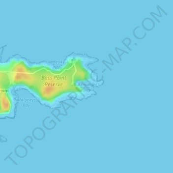Mapa topográfico Bushranger's Bay, altitud, relieve