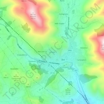 Mapa topográfico Le Cupe, altitud, relieve