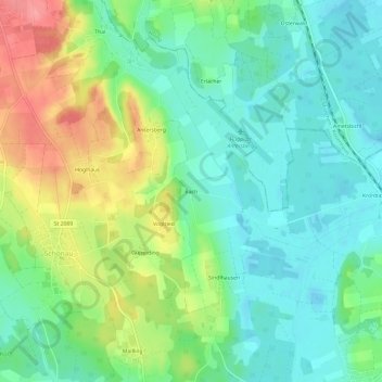Mapa topográfico Bach, altitud, relieve