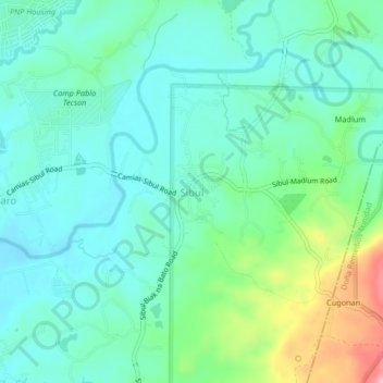 Mapa topográfico Sibul, altitud, relieve