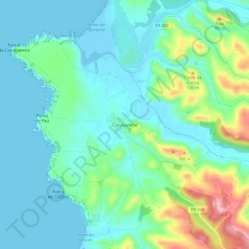 Mapa topográfico Carrapateira, altitud, relieve