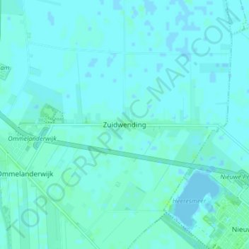 Mapa topográfico Zuidwending, altitud, relieve