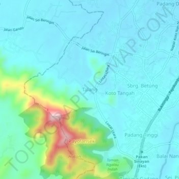 Mapa topográfico Talang, altitud, relieve
