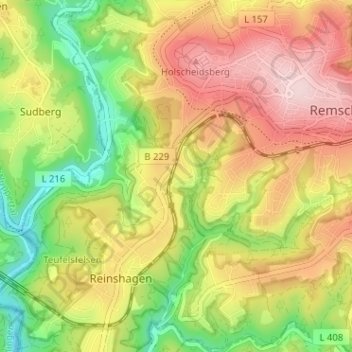 Mapa topográfico Vieringhausen, altitud, relieve