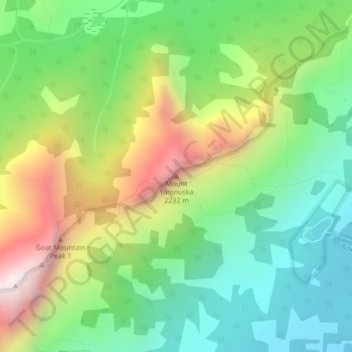 Mapa topográfico Mount Yamnuska, altitud, relieve