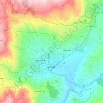 Mapa topográfico Eiró, altitud, relieve