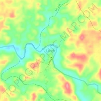 Mapa topográfico Bagadó, altitud, relieve