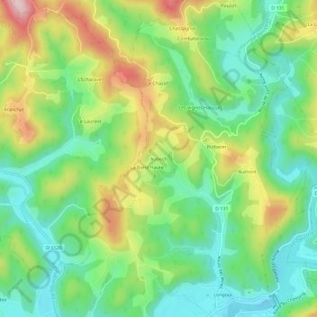 Mapa topográfico Aubech, altitud, relieve