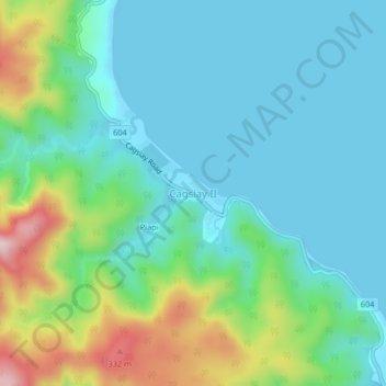 Mapa topográfico Cagsiay II, altitud, relieve