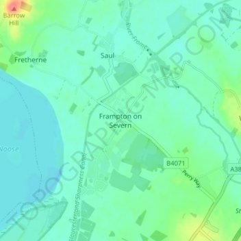 Mapa topográfico Frampton on Severn, altitud, relieve