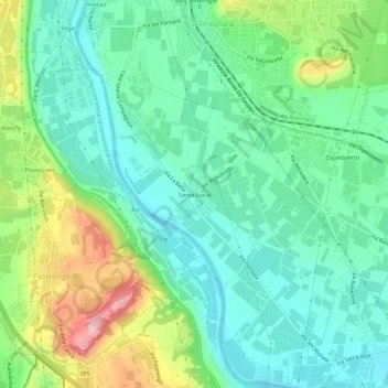 Mapa topográfico Santa Lucia, altitud, relieve