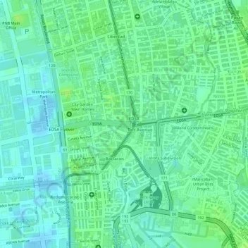 Mapa topográfico EDSA-Taft, altitud, relieve