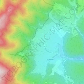 Mapa topográfico Wintzfelden, altitud, relieve