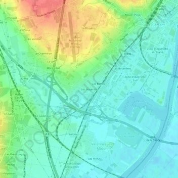 Mapa topográfico Les Noyerats, altitud, relieve