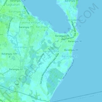 Mapa topográfico Barangay 84, altitud, relieve
