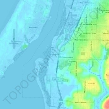 Mapa topográfico Bucksport, altitud, relieve