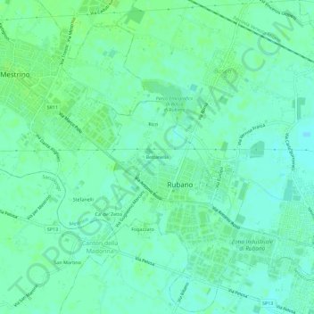 Mapa topográfico Bettanella, altitud, relieve