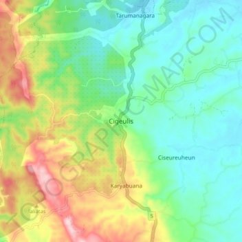 Mapa topográfico Cigeulis, altitud, relieve