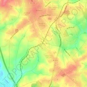 Mapa topográfico Roebuck, altitud, relieve