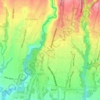 Mapa topográfico Sayan, altitud, relieve