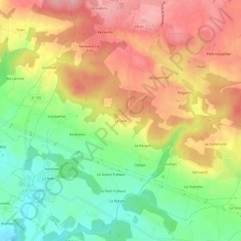 Mapa topográfico La Salle, altitud, relieve
