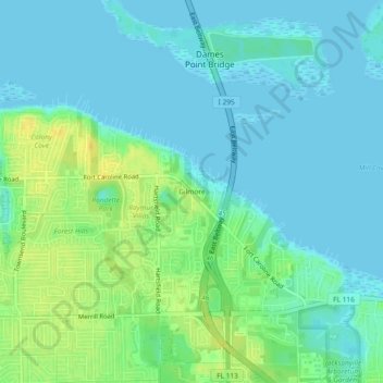Mapa topográfico Gilmore, altitud, relieve