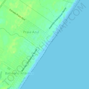 Mapa topográfico Praia Azul, altitud, relieve