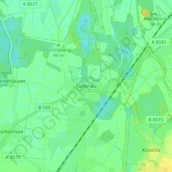 Mapa topográfico Tiefenau, altitud, relieve