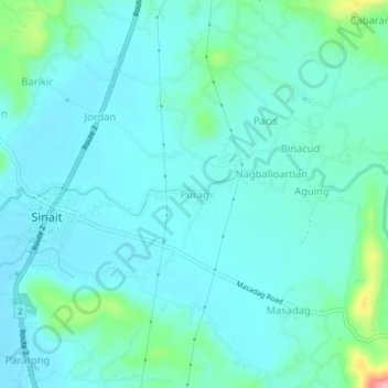 Mapa topográfico Purag, altitud, relieve