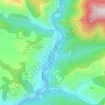 Mapa topográfico Gerri de la Sal, altitud, relieve