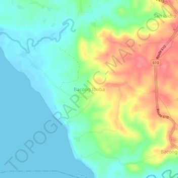 Mapa topográfico Bacong Ibaba, altitud, relieve