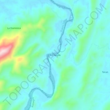 Mapa topográfico Rio Negro, altitud, relieve