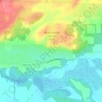 Mapa topográfico Mukwonago Park, altitud, relieve