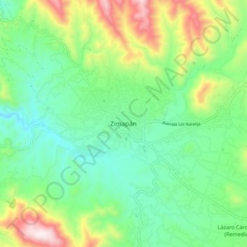 Mapa topográfico Zimapán, altitud, relieve