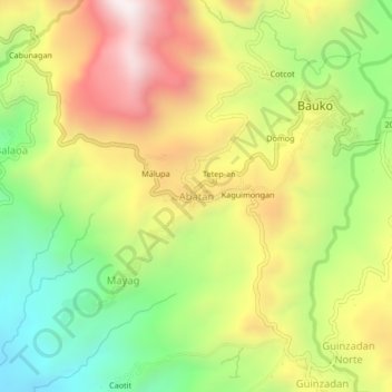 Mapa topográfico Abatan, altitud, relieve
