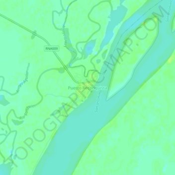 Mapa topográfico Puerto Reconquista, altitud, relieve