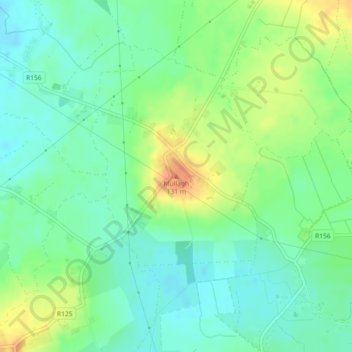 Mapa topográfico Mullagh, altitud, relieve