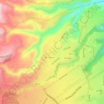Mapa topográfico Zona 6, altitud, relieve