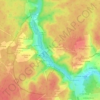 Mapa topográfico L'Aunay Briquart, altitud, relieve