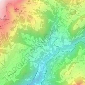 Mapa topográfico Le Verney, altitud, relieve